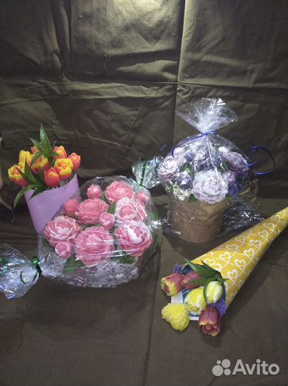 Мыло ручной работы тюльпаны букет пионы