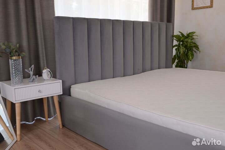 Кровать 180х200 серый велюр Богема