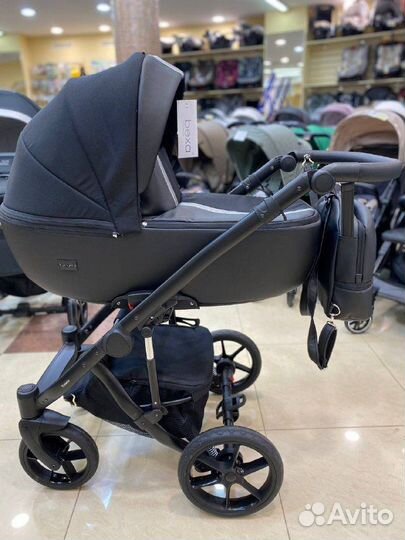 Коляска AIR 2в1 (bexa) черная кожа+серебряный