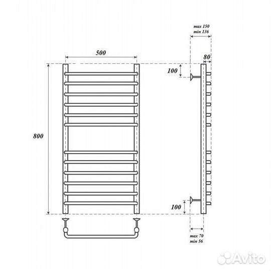 Полотенцесушитель водяной Point PN09158S П12 500x8