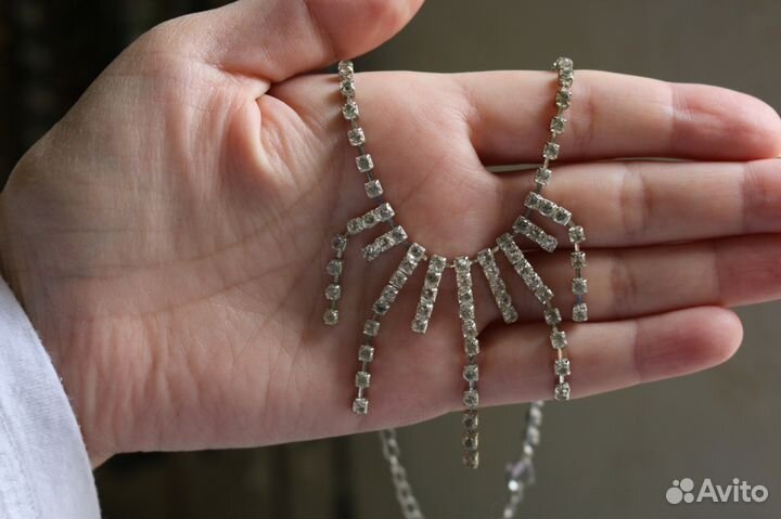 Короткое колье со стразами винтаж