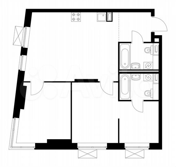 2-к. квартира, 66 м², 23/33 эт.