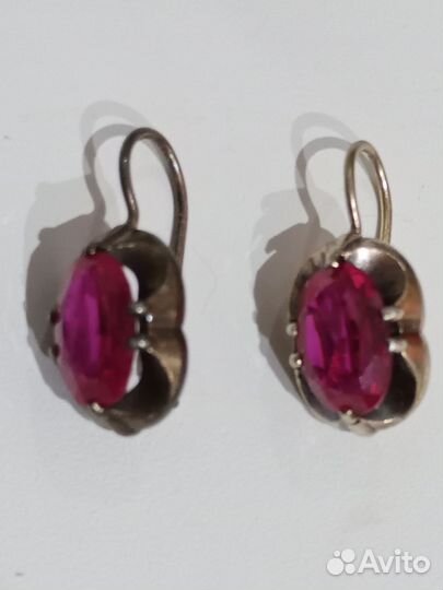 Серьги серебро СССР запонки 875 проба позолота