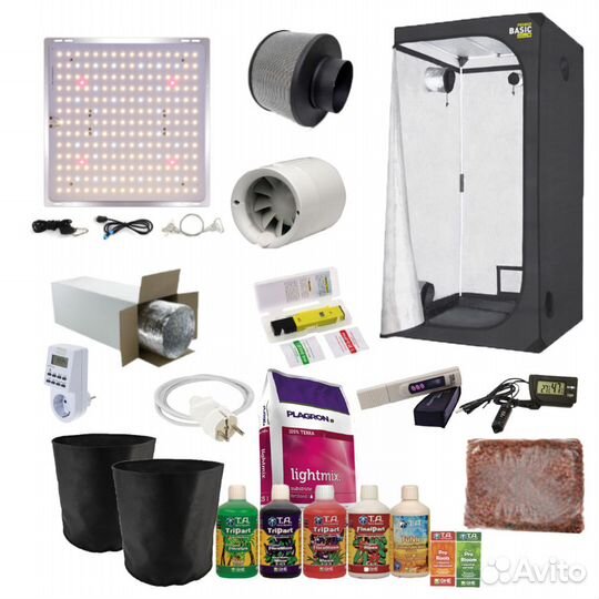 Готовый Гроубокс LED 100Вт, 60х60х160 + удобрения
