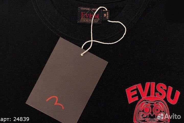 Футболка Evisu square logo red Чёрная