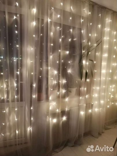 Гирлянда занавес, штора 2х1.5