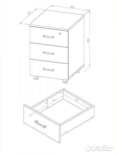 Тумба Новая Выкатная на колёсиках