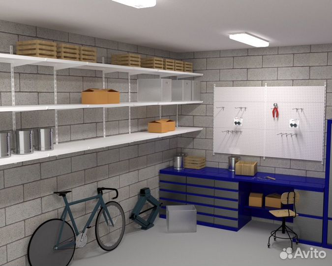 Стеллаж настенный H-1250 мм 3 полки 900х500 мм