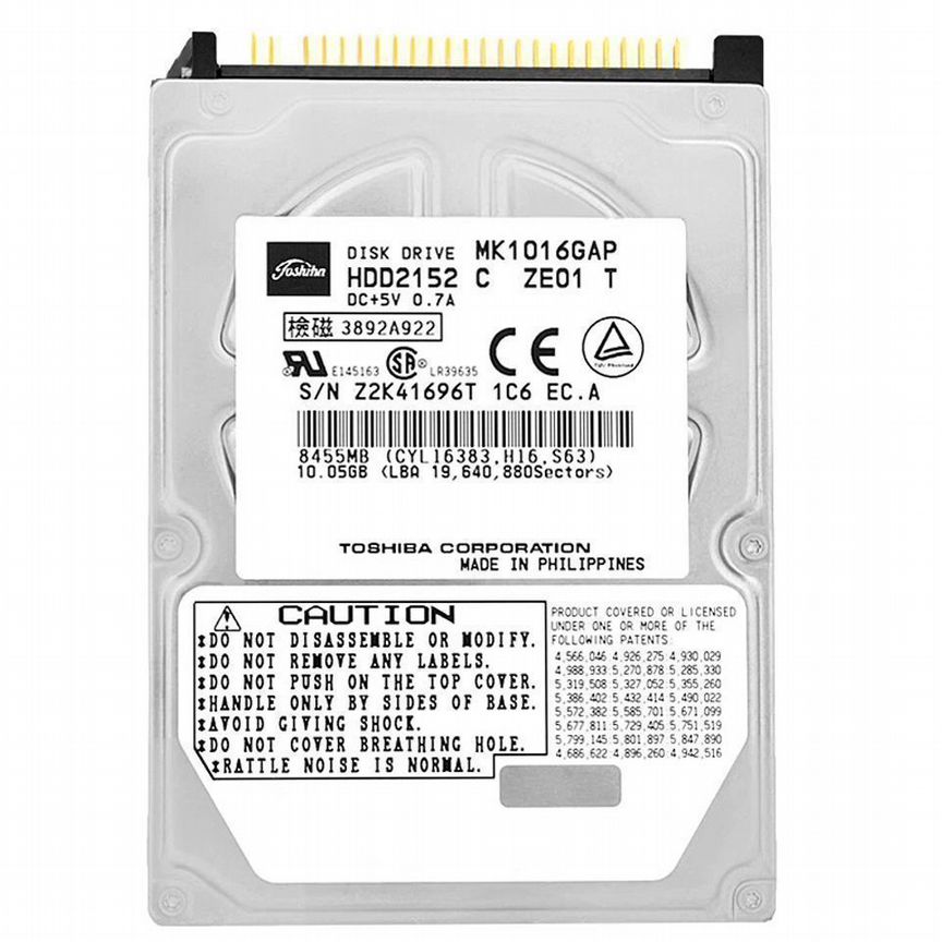 [MK1016GAP] Жесткий Диск Toshiba 10gb 4200 Ide 2,5" Mk1016gap