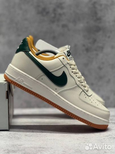 Кроссовки Nike Air Force 1 Light Brown Green (Арт.19309)