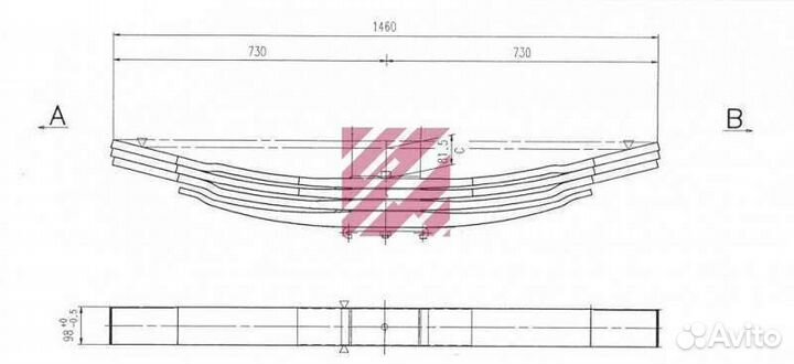 Рессора Ивеко задняя 4-х листовая 10х100х146 730