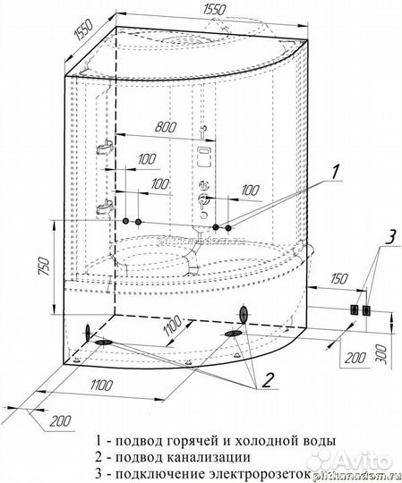 Radomir Калифорния Душевой бокс без гидромассажа с крышей типа сендвич