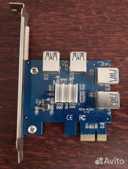 Разветвитель pci-e x1 to 4 usb 3.0,Райзер 009s plu
