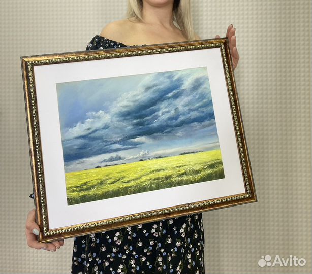 Картина «Поля перед грозой», пастель