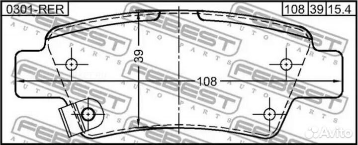 Febest 0301-RER Колодки тормозные (комплект) зад прав/лев