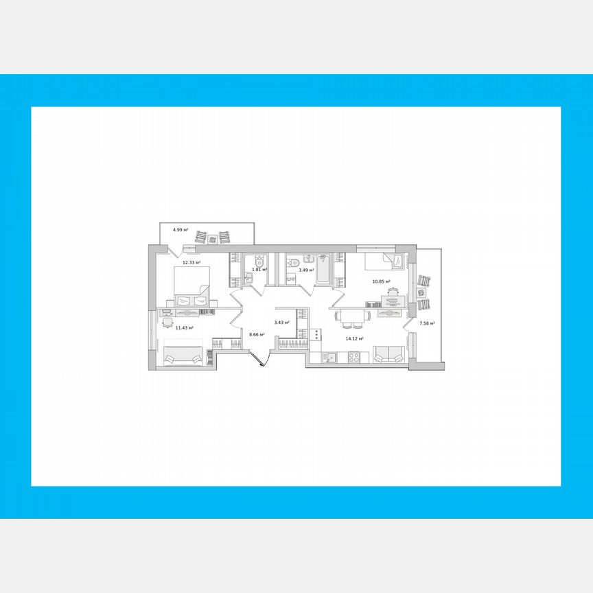 3-к. квартира, 65,9 м², 17/21 эт.