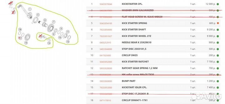 Комплект установки кикстартера KTM EXC300 500387