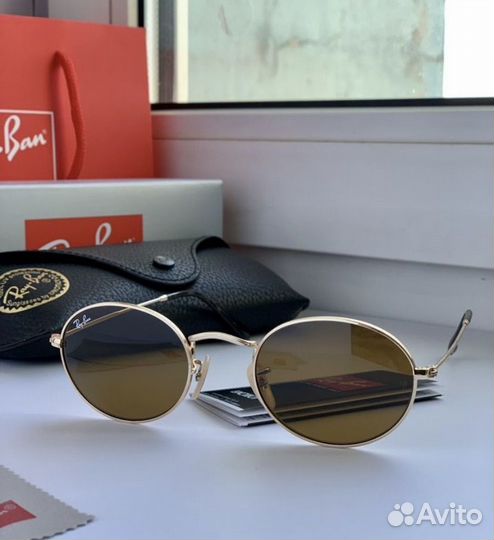Очки ray ban oval коричневые