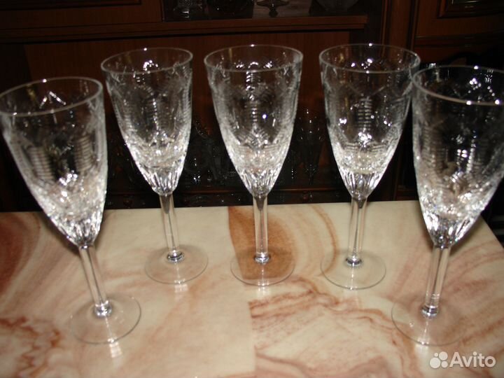 Хрустальные бокалы фужеры рюмки лзхс винтаж СССР