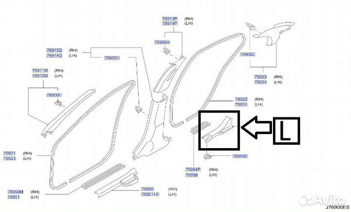 Накладка порога салона задняя левая Nissan Almera