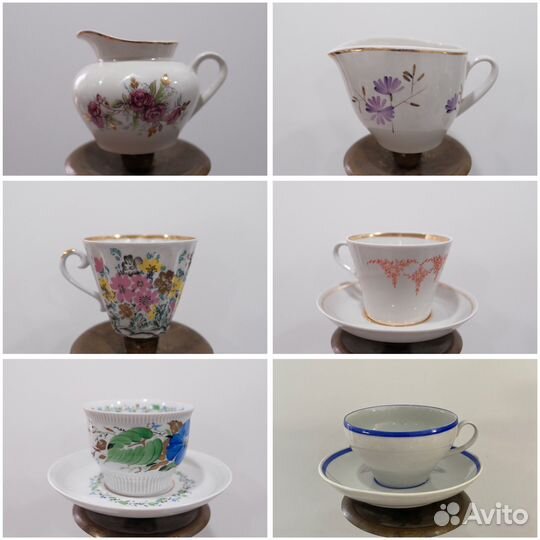 Винтажная посуда СССР чайные пары молочник
