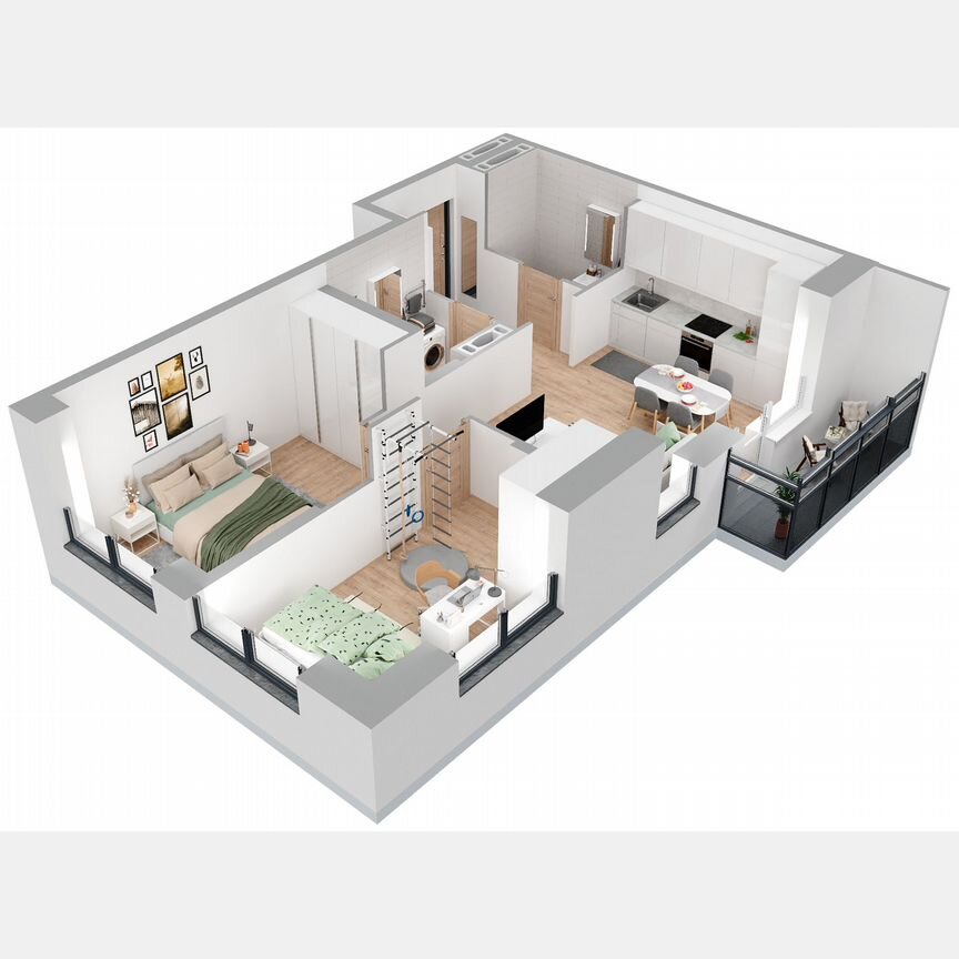 2-к. квартира, 56,7 м², 3/23 эт.