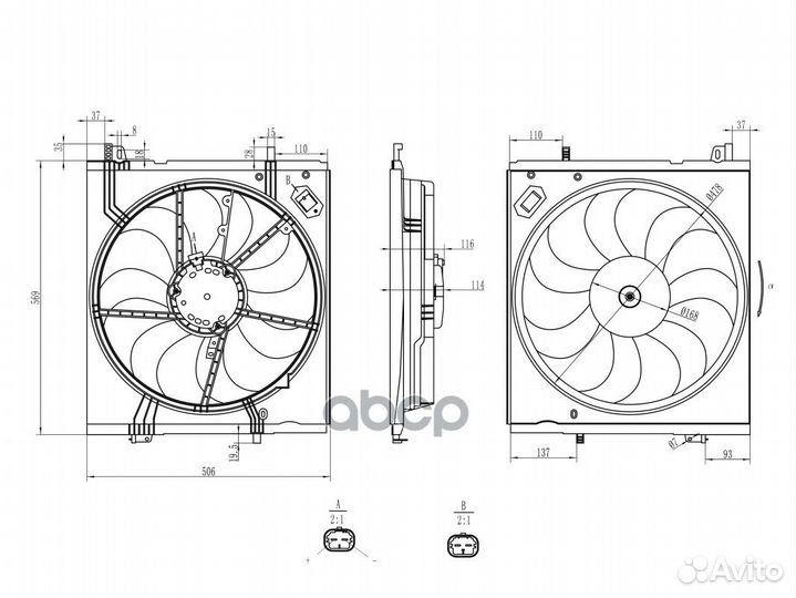 Электровентилятор охлаждения с Кожухом для Nissan