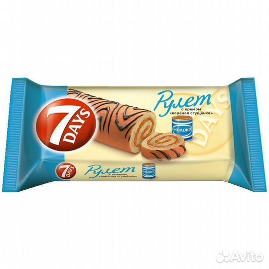 Опт - Рулет 7 Days Бисквитный с кремом Варёная Сг