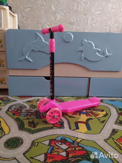 Самокат детский новый зелёный, оранжевый, розовый