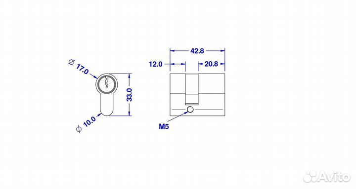 Ключевая вставка для стеклянной двери
