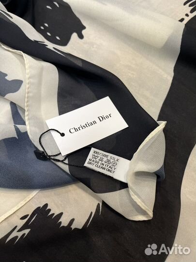 Легкий воздушный шифоновый платок Dior черный
