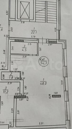 Помещение свобод. назначения, 54м² с ремонтом
