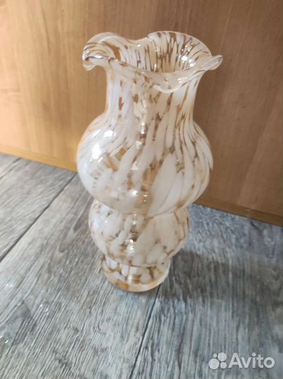 Ваза СССР красный мак,гутная техника