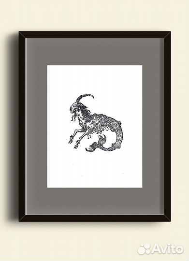 Линогравюра ''Capricorn'',Козерог