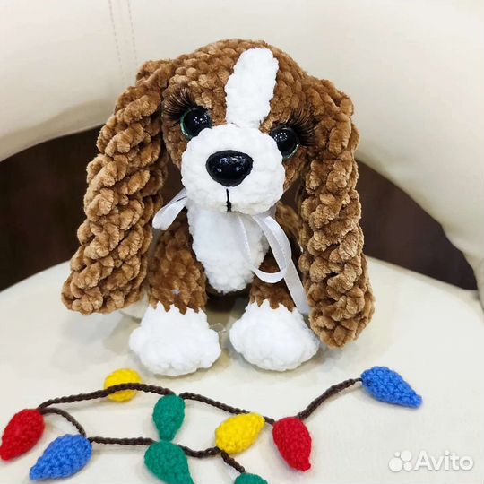 Игрушки крючком. Зайчик, спаниель, бульдог,бычок