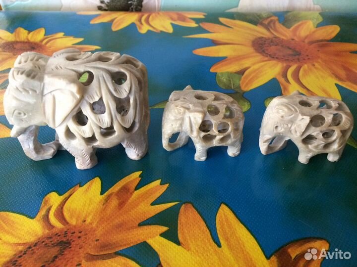 Фигурки Индийских слонов, набор 3 шт ручная работа