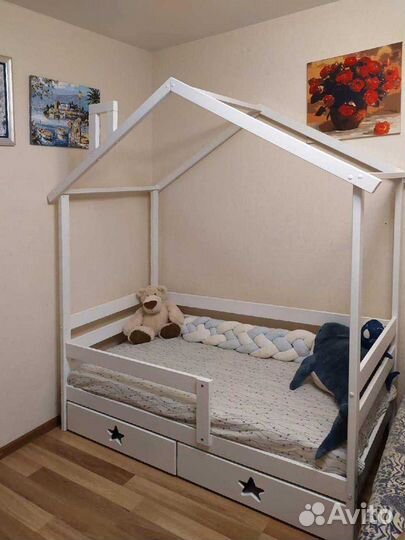 Кроватка MY place Теремок с бортиком из натурально