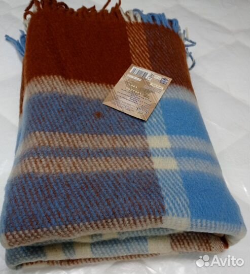 Плед из натуральной шерсти 140х200, новый