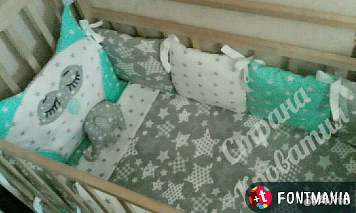 Бортики в кроватку,одеяло,подушка,постельное бельё