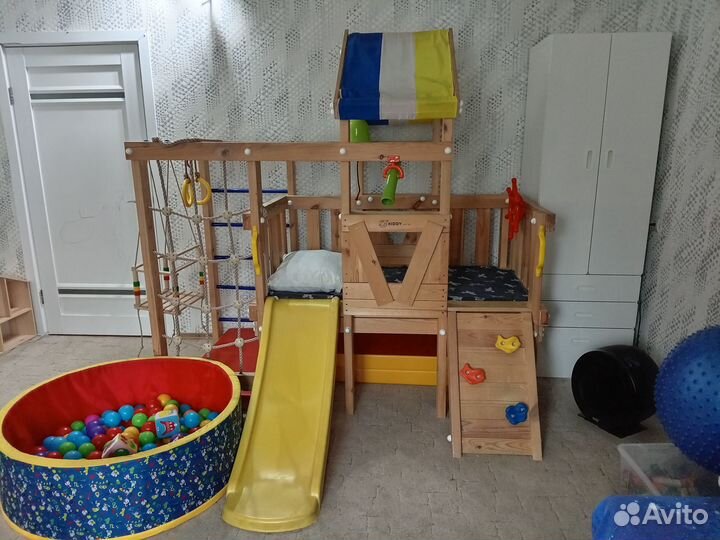 Детская кровать чердак с игровым комплексом