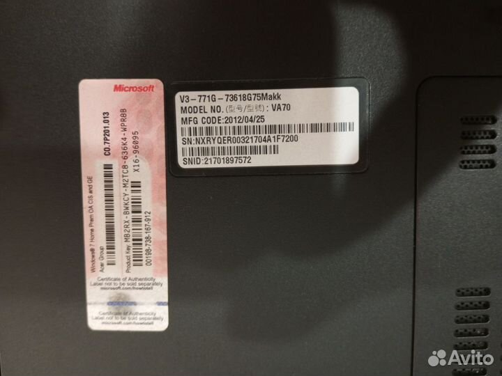 Ноутбук Acer Aspire v3 771g/ Core i7, 12 гб ram