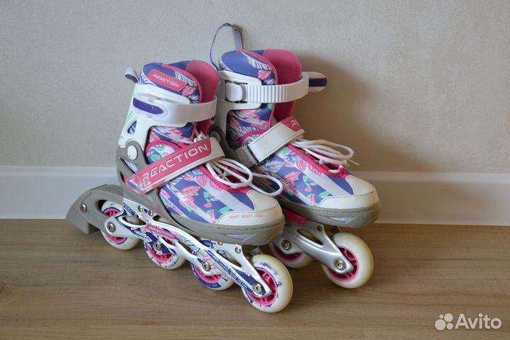 Ролики детские раздвижные Reaction Rainbow, 31-36