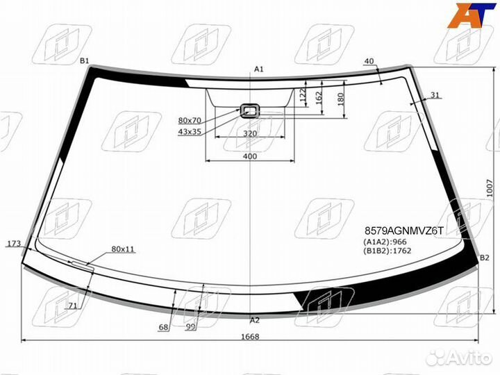 Лобовое стекло на VolksWagen Transporter T5 03-15г