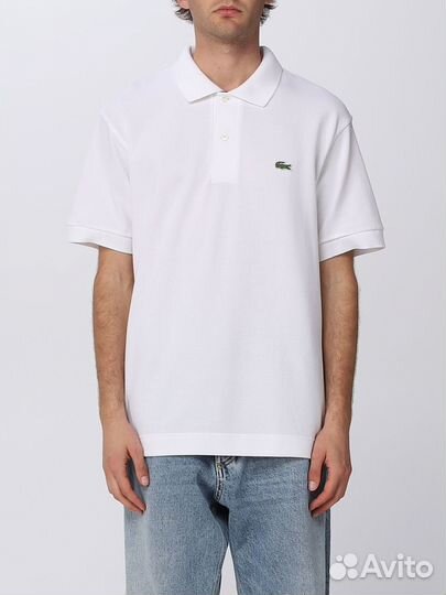 Белое поло lacoste