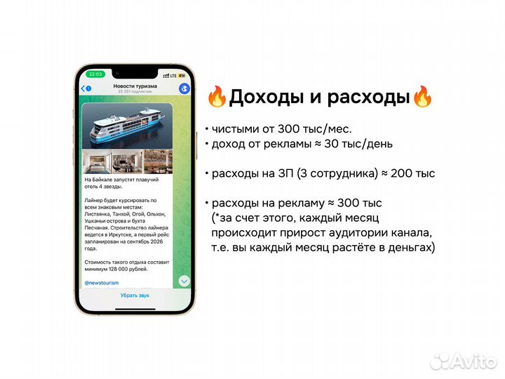 Готовый бизнес Телеграм канал c доходом от 300 тыс