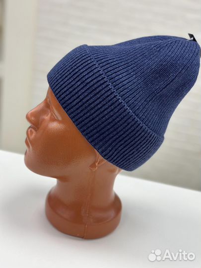 Шапка мужская зимняя вязаная (темно-синяя)