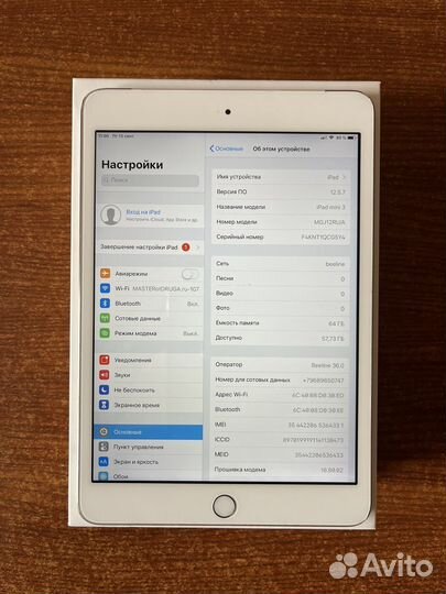 iPad mini 3 wi-fi cellular 64 gb silver