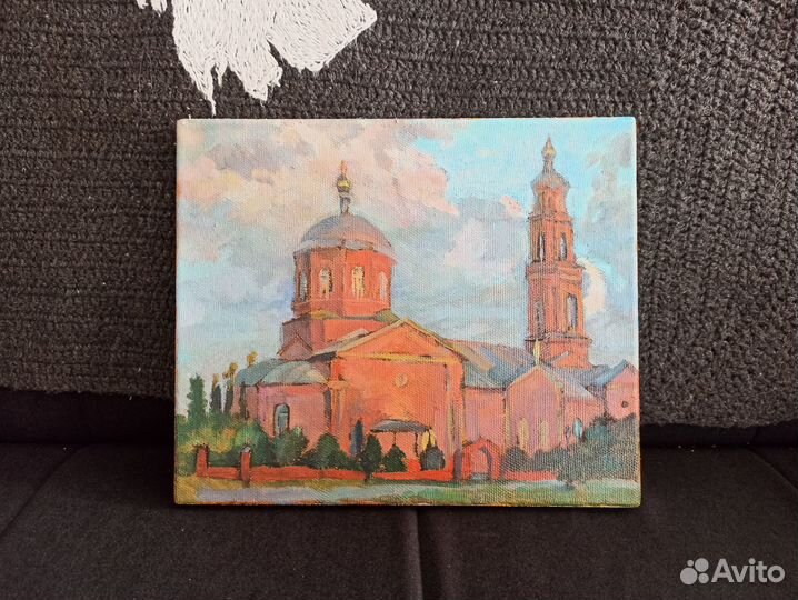 Картина этюд пейзаж церковь