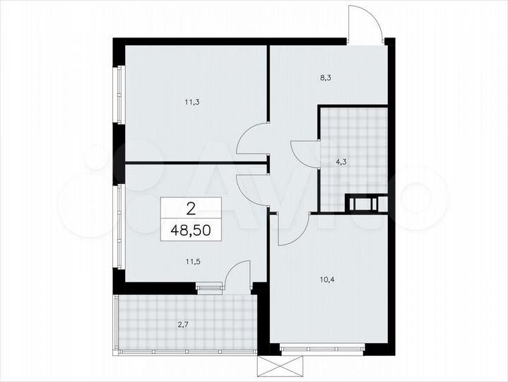 2-к. квартира, 48,5 м², 3/9 эт.