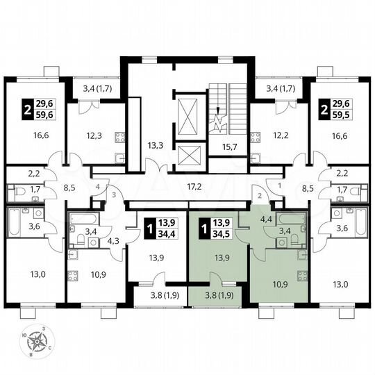 1-к. квартира, 34,5 м², 20/22 эт.